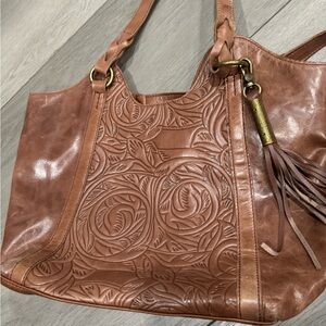 Embossed Brown Leather Tote Bag